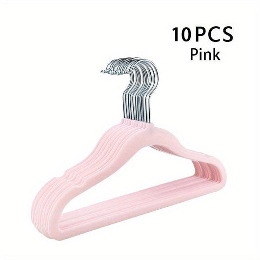 10pcs Small Flocking Hangers Non Slip Wardrobe Storage
