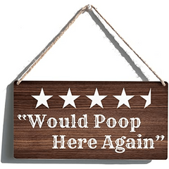 Farmhouse Wall Art 'Would Poop Here Again' Wooden Hanging Sign for Home Toilet