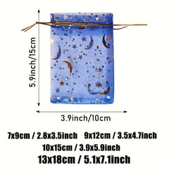 100pcs Moon Star Organza Bag Mixed Colors