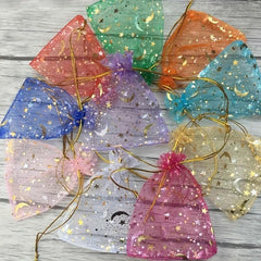 100pcs Moon Star Organza Bag Mixed Colors