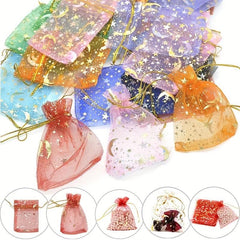 100pcs Moon Star Organza Bag Mixed Colors