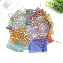 100pcs Moon Star Organza Bag Mixed Colors