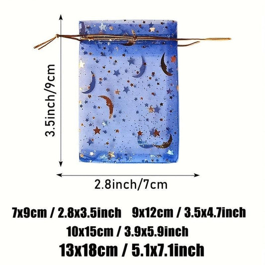 100pcs Moon Star Organza Bag Mixed Colors