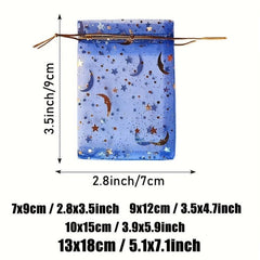 100pcs Moon Star Organza Bag Mixed Colors