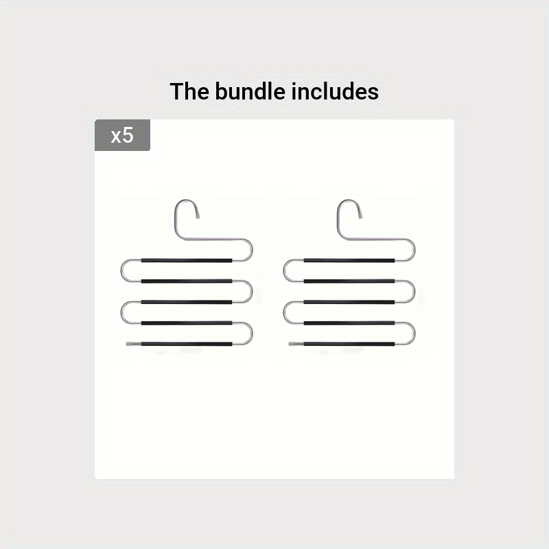5 Layer Clothes Hanger Stainless Steel Non-slip Pants Hanger - Set of 2