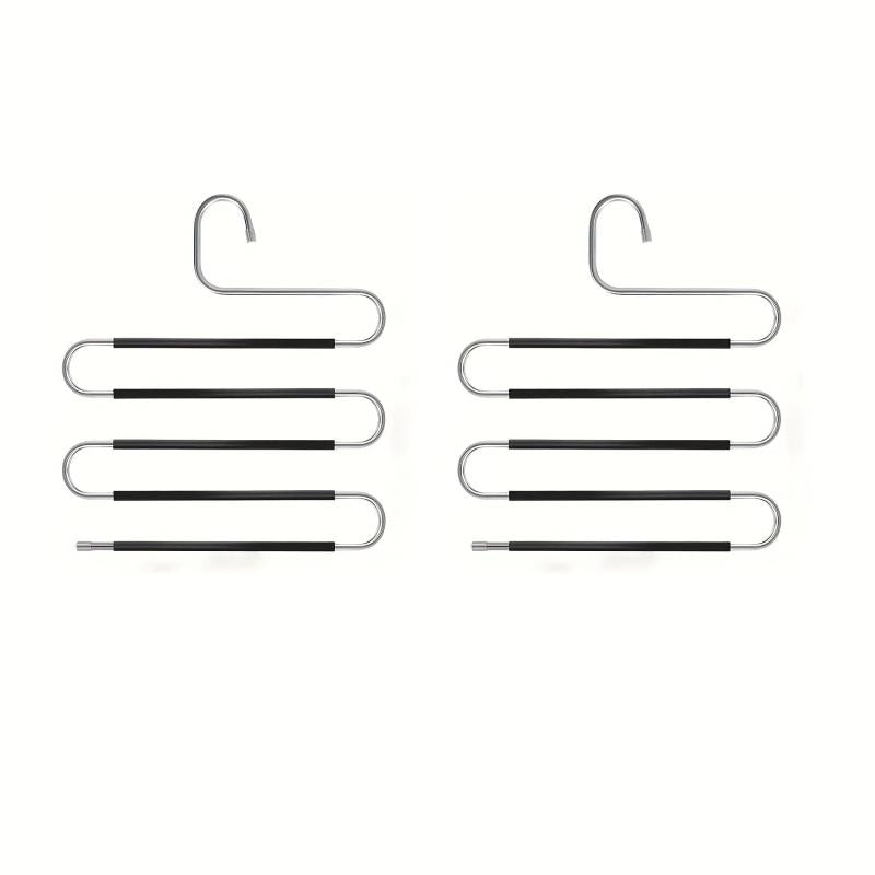 5 Layer Clothes Hanger Stainless Steel Non-slip Pants Hanger - Set of 2