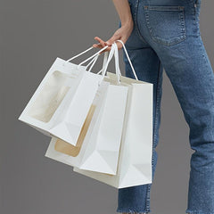 5pcs Fresh Style Gift Bag with Transparent Window, Portable Flower Bag