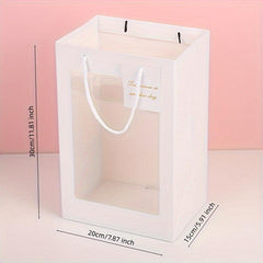 5pcs Fresh Style Gift Bag with Transparent Window, Portable Flower Bag