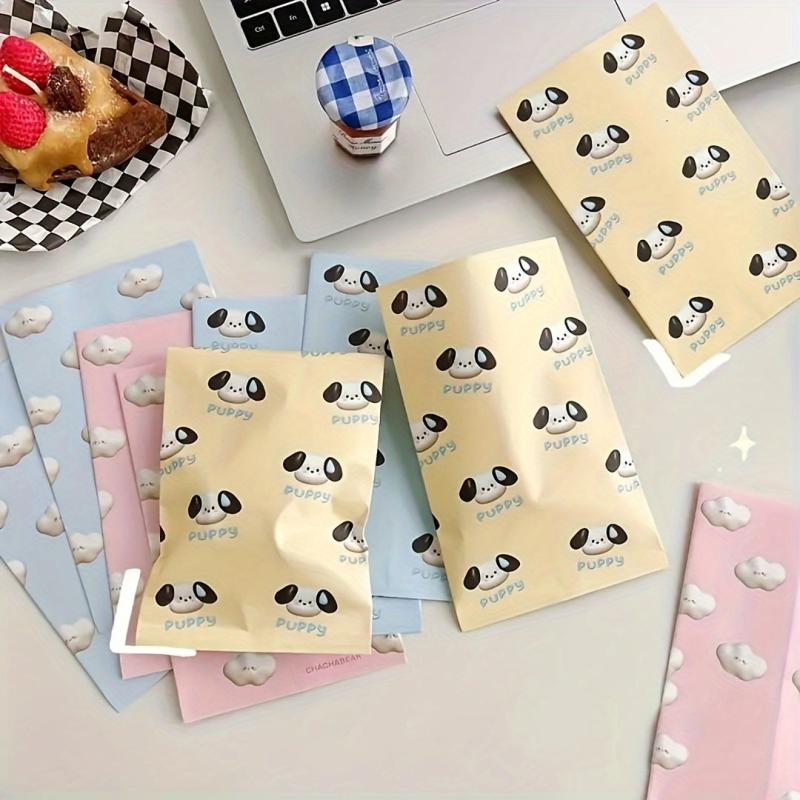 50pcs Cartoon Gift Paper Bag Self-Sealing Zipper for Small Items Storage Snacks