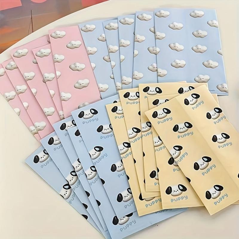 50pcs Cartoon Gift Paper Bag Self-Sealing Zipper for Small Items Storage Snacks