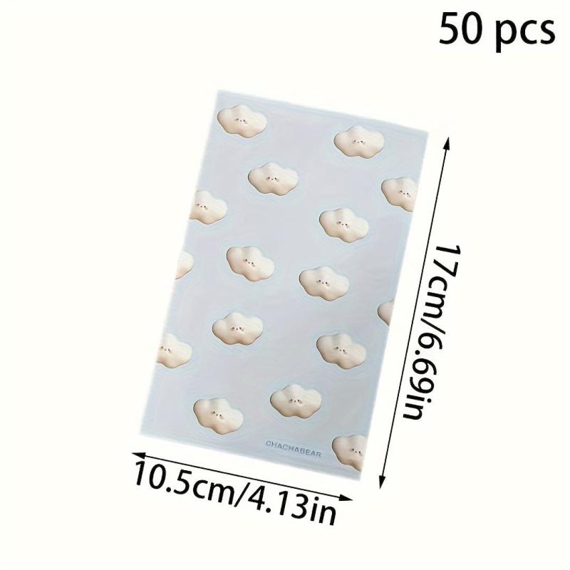 50pcs Cartoon Gift Paper Bag Self-Sealing Zipper for Small Items Storage Snacks