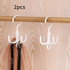 2pcs Rotating Clothes Hanger 4 Prongs Belt Organizer Scarf Storage Rack