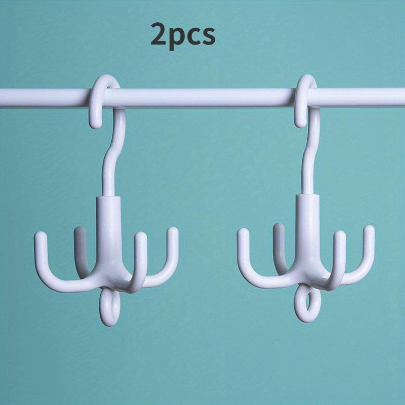 2pcs Rotating Clothes Hanger 4 Prongs Belt Organizer Scarf Storage Rack