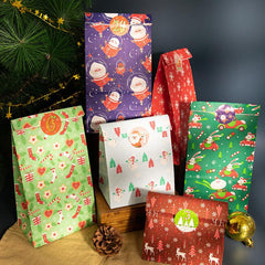 12pcs Christmas Candy Bag Holiday Gift Packaging Paper Bag