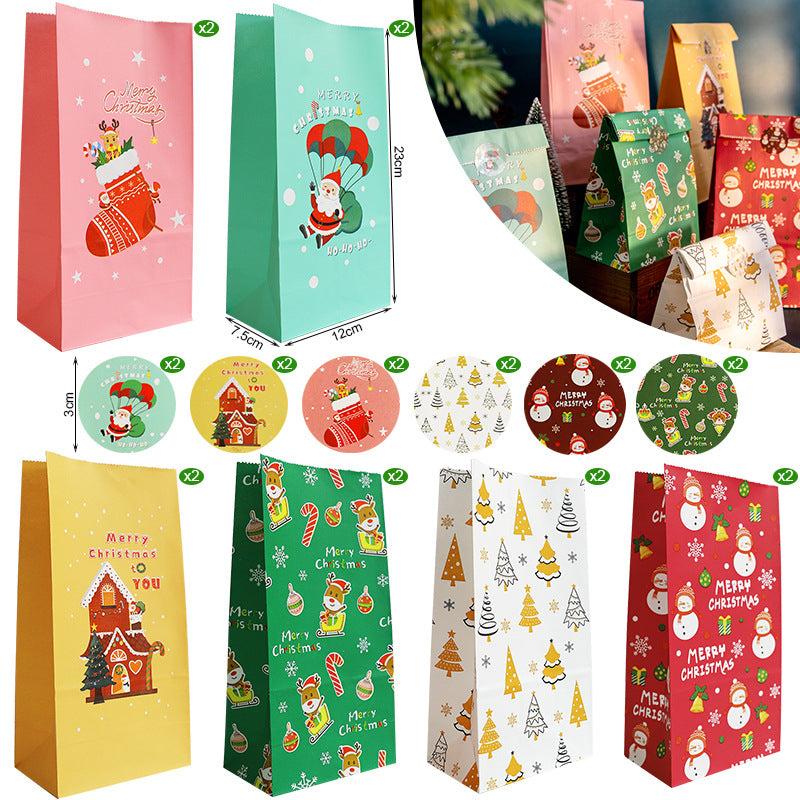 12pcs Christmas Candy Bag Holiday Gift Packaging Paper Bag