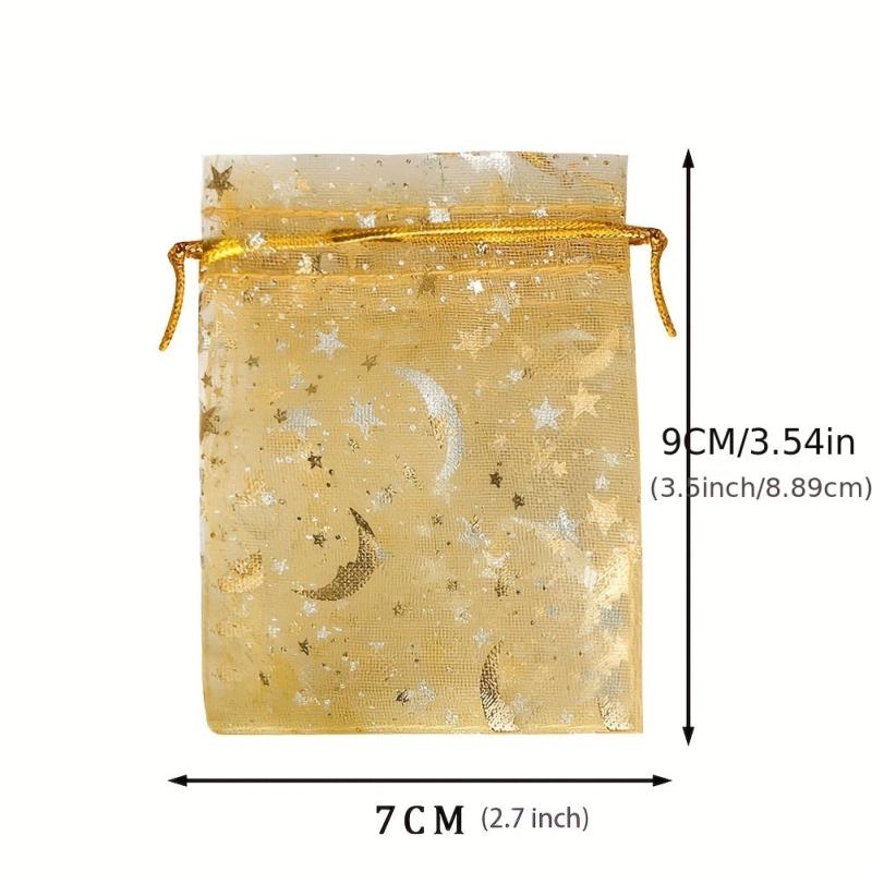 100pcs 2 7 3 5 Star Moon Bronzing Organza Bundle Pocket Gift Packaging Bag