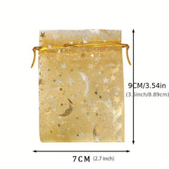 100pcs 2 7 3 5 Star Moon Bronzing Organza Bundle Pocket Gift Packaging Bag