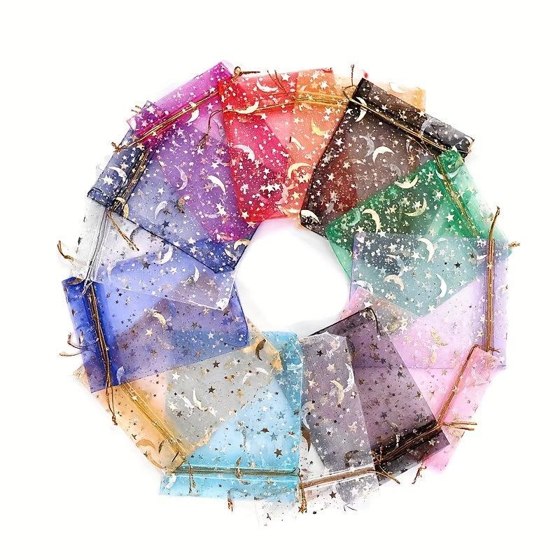 100pcs 2 7 3 5 Star Moon Bronzing Organza Bundle Pocket Gift Packaging Bag