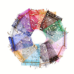 100pcs 2 7 3 5 Star Moon Bronzing Organza Bundle Pocket Gift Packaging Bag