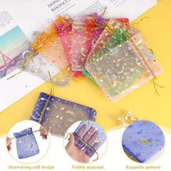 100pcs 2 7 3 5 Star Moon Bronzing Organza Bundle Pocket Gift Packaging Bag