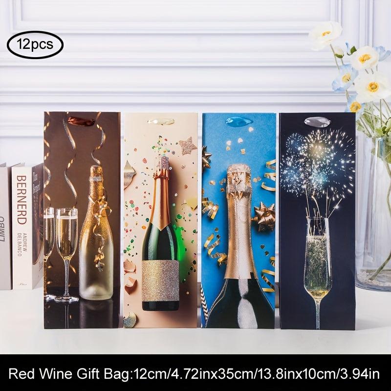 12pcs Wine Gift Bags for Holiday Revelry 11.99x35.05x10.01cm