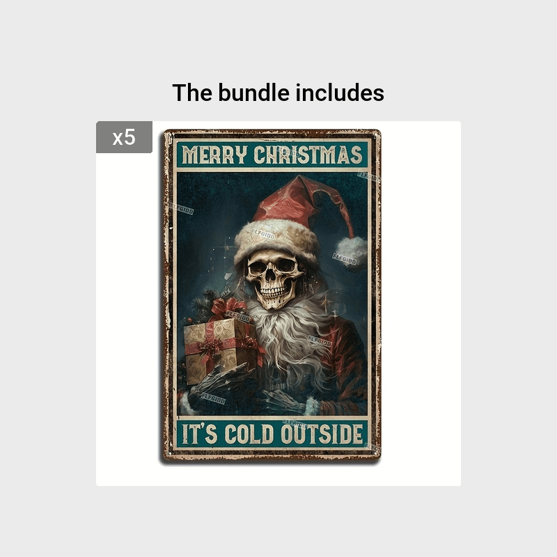 Funny Christmas Skull Merry Christmas Tin Sign