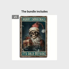 Funny Christmas Skull Merry Christmas Tin Sign