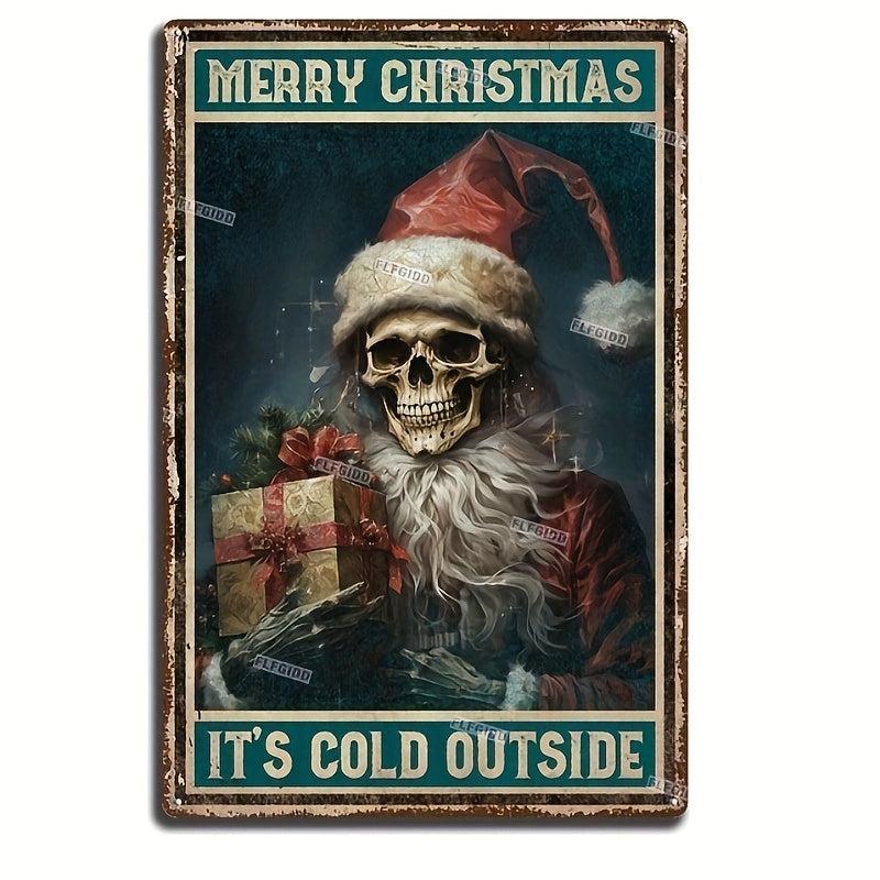 Funny Christmas Skull Merry Christmas Tin Sign