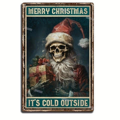 Funny Christmas Skull Merry Christmas Tin Sign