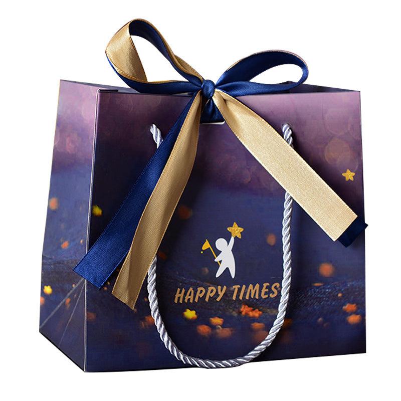 Star Pattern Gift Bag With Bow Ribbon Candy Packaging Tote Bag