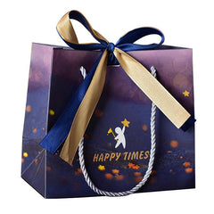 Star Pattern Gift Bag With Bow Ribbon Candy Packaging Tote Bag
