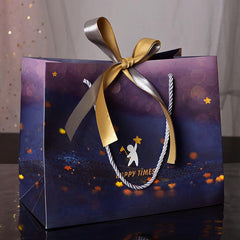 Star Pattern Gift Bag With Bow Ribbon Candy Packaging Tote Bag