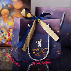 Star Pattern Gift Bag With Bow Ribbon Candy Packaging Tote Bag