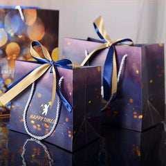 Star Pattern Gift Bag With Bow Ribbon Candy Packaging Tote Bag