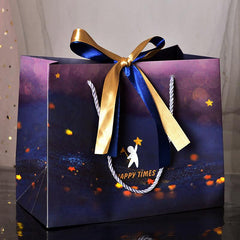 Star Pattern Gift Bag With Bow Ribbon Candy Packaging Tote Bag