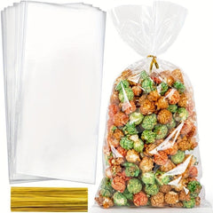 100pcs Plastic Bag With Tie for Popcorn Packaging