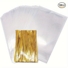 100pcs Plastic Bag With Tie for Popcorn Packaging