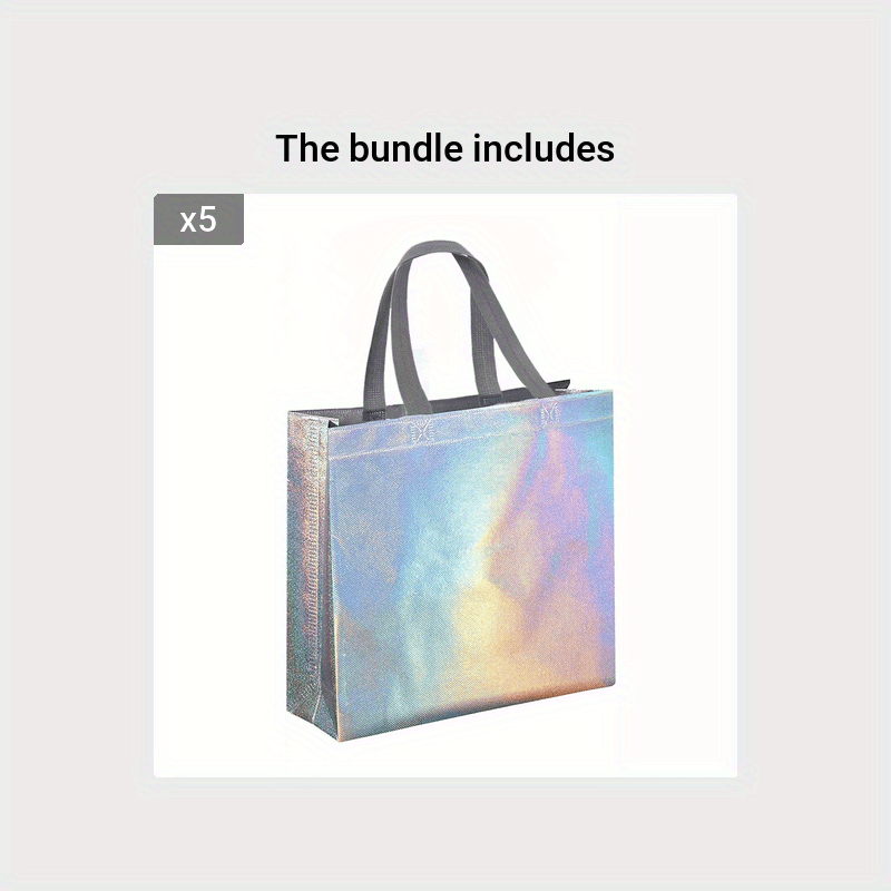4pcs Reusable Gift Bags Shopping Tote Bags Non-woven Glossy Bulk