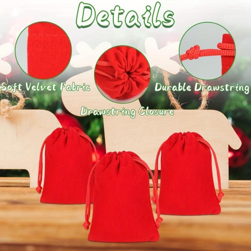 10pcs Red Velvet Drawstring Bag Christmas Wedding Gift Bags Velvet Cloth Jewelry