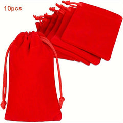 10pcs Red Velvet Drawstring Bag Christmas Wedding Gift Bags Velvet Cloth Jewelry