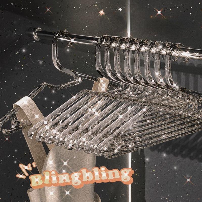 10pcs Transparent Acrylic Hangers Non-slip Clothing Organizer