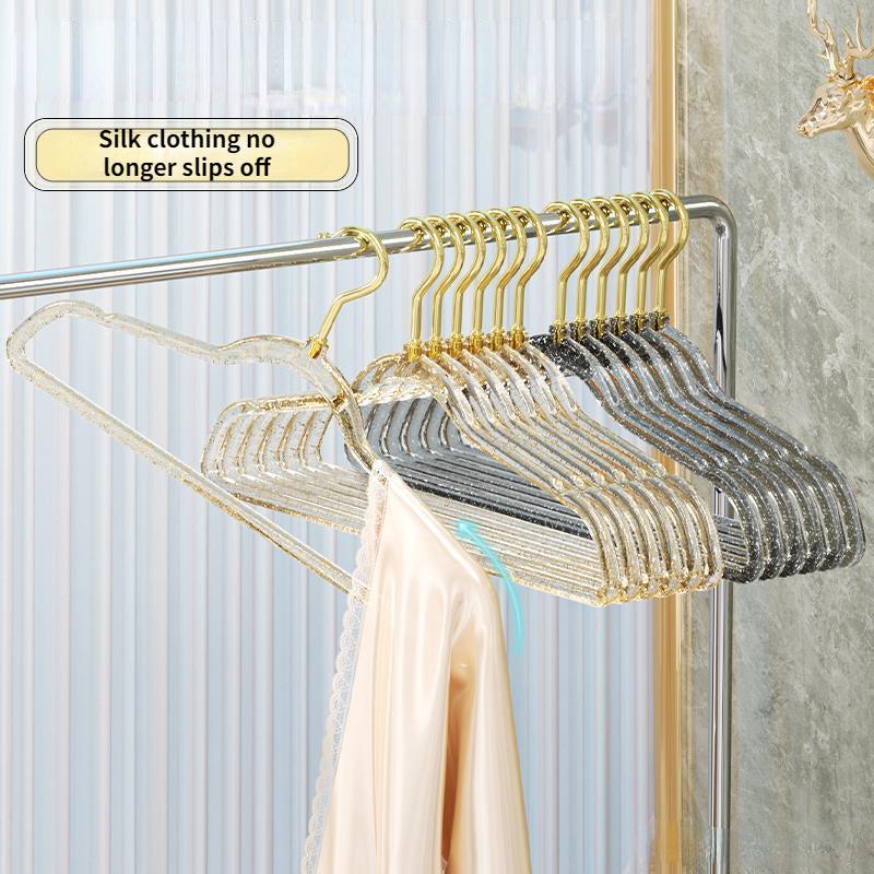 10pcs Transparent Acrylic Hangers Non-slip Clothing Organizer