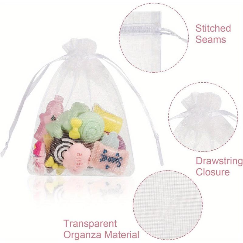 100pcs Organza Gift Bags 7x9cm Jewelry Pouches Drawstring Candy Bags