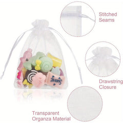 100pcs Organza Gift Bags 7x9cm Jewelry Pouches Drawstring Candy Bags