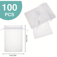 100pcs Organza Gift Bags 7x9cm Jewelry Pouches Drawstring Candy Bags
