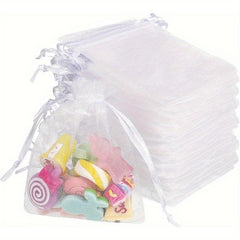 100pcs Organza Gift Bags 7x9cm Jewelry Pouches Drawstring Candy Bags