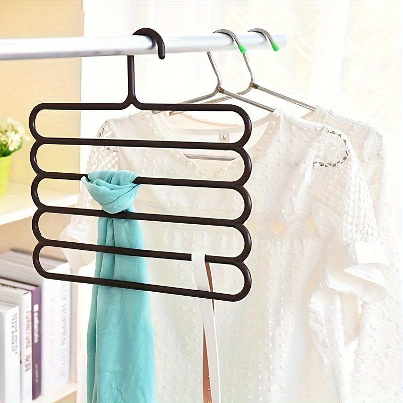 5 Layer Pants Hangers Non Slip Clothes Rack Organizer