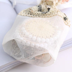 10pcs Cream Wavy Lace Cloth Bag 13 9 Slub Yarn Drawstring Bag