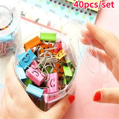 40pcs Smile Metal Binder Clips For Memo Paper Clips Office School Supplies