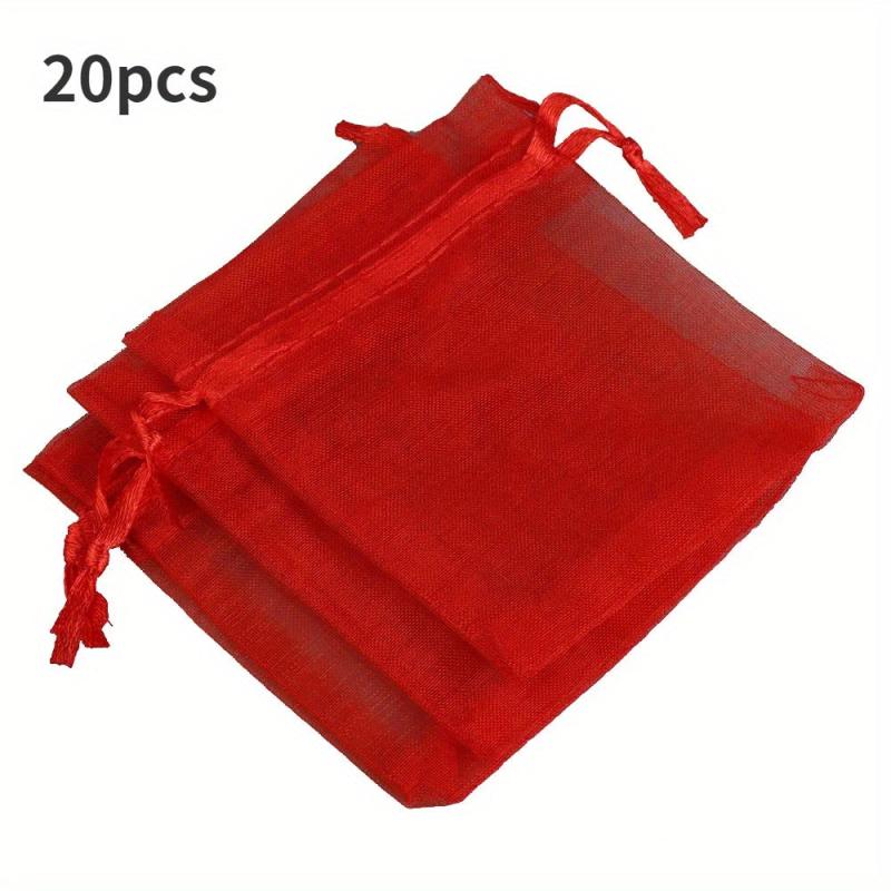 20pcs Jewelry Gift Bags 5 Colors Drawstring Bag Wedding Christmas Candy Gift Bag